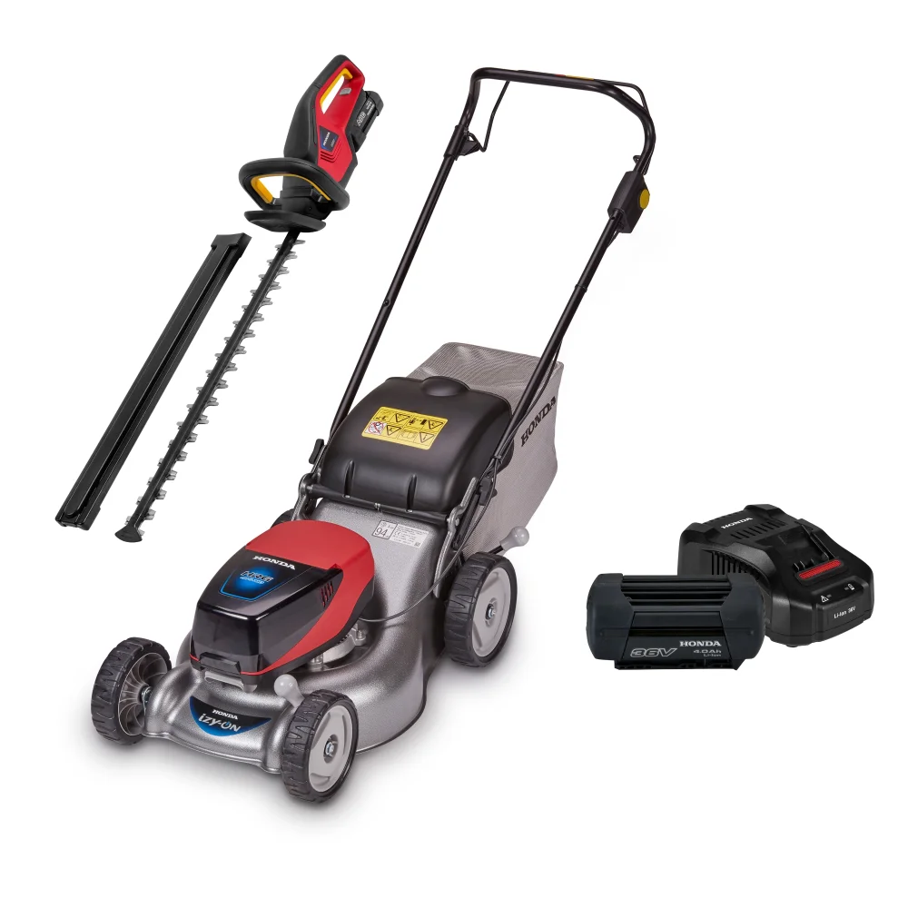 HRG 416 XB Cordless Lawnmower Inc. Cordless Hedgetrimmer + 4Ah Battery & Fast Charger Image 1