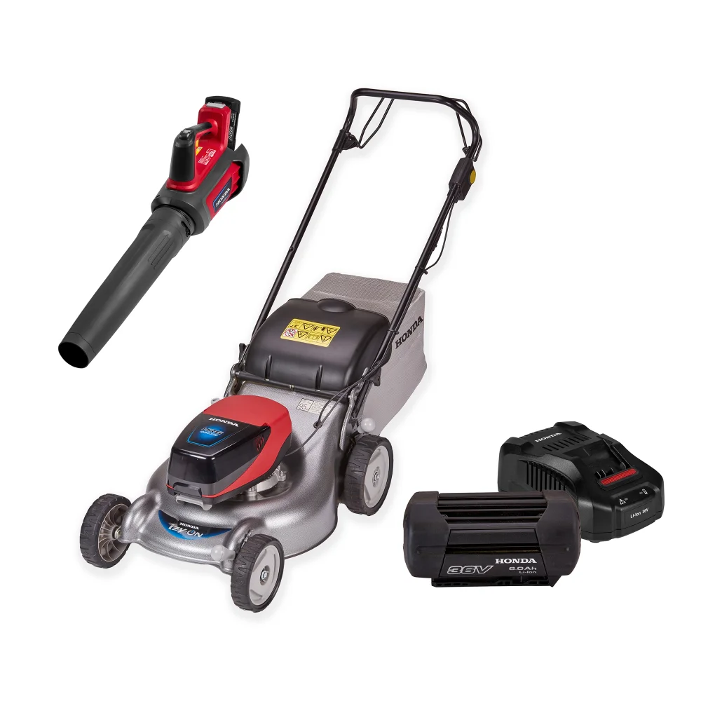 HRG 466 XB Cordless Lawnmower Inc. Cordless Blower + 6Ah Battery & Fast Charger Image 1
