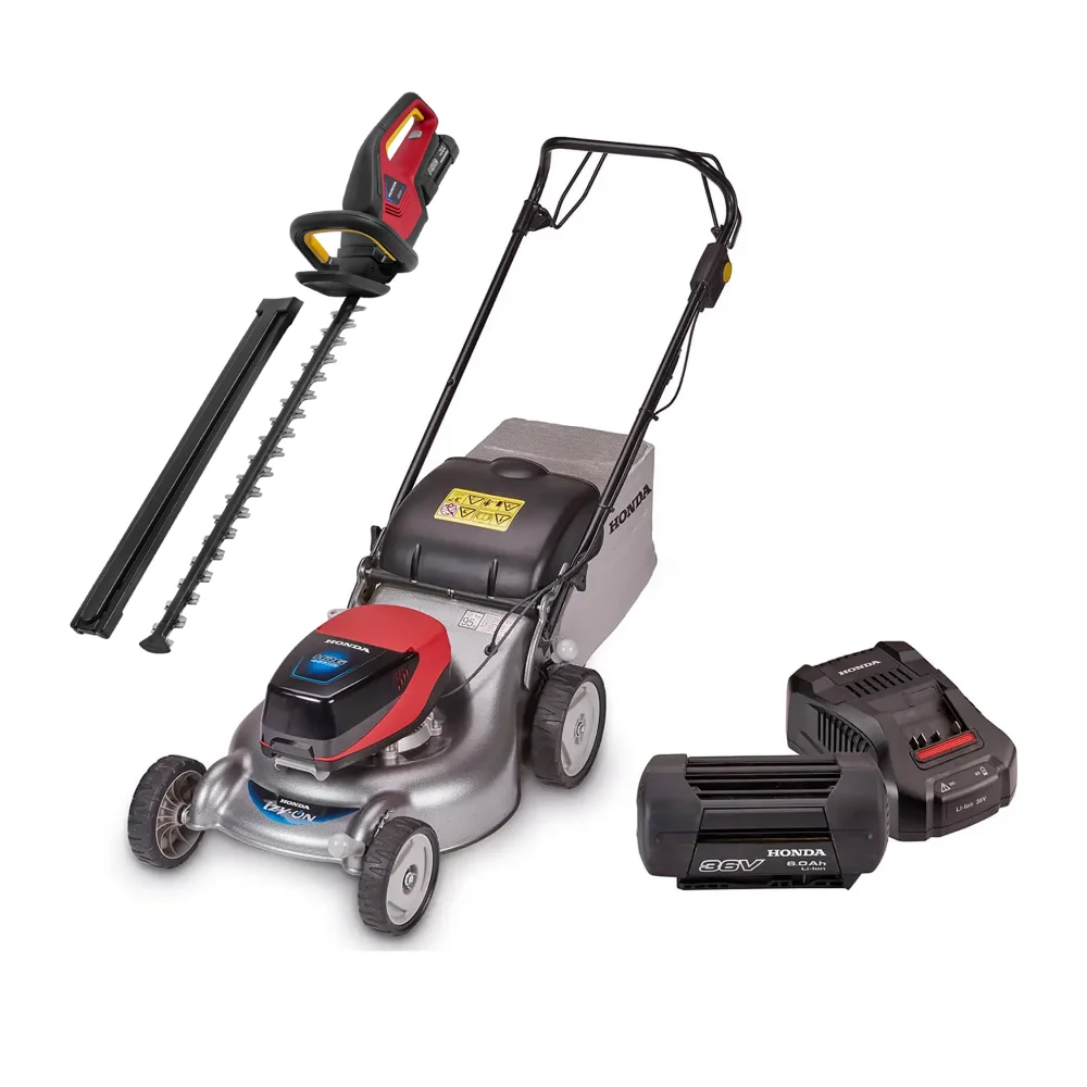 HRG 466 XB Cordless Lawnmower Inc. Cordless Hedgetrimmer + 6Ah Battery & Fast Charger Image 1