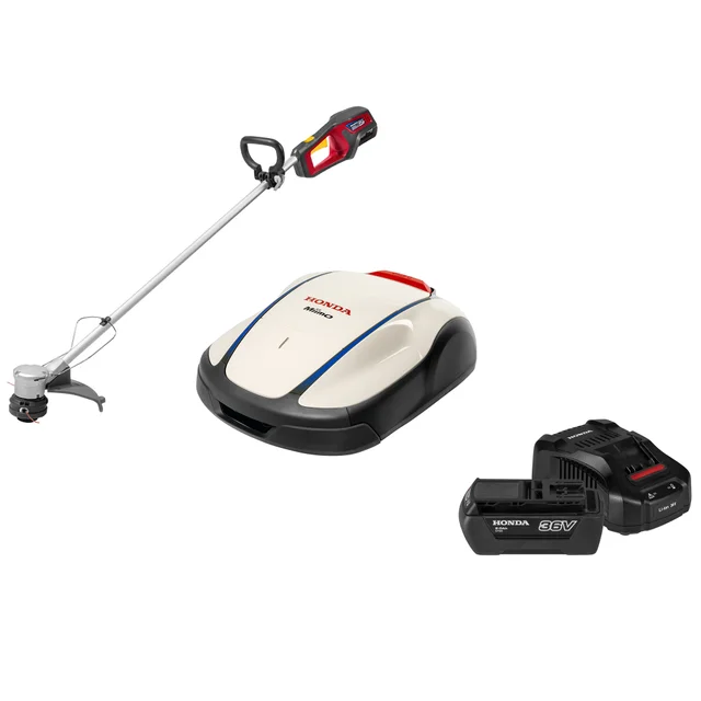 Miimo 1500 Robot Lawnmower with Installation Kit, Cordless Lawn trimmer + 2Ah Battery & Fast Charger